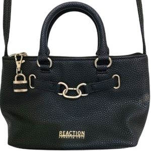 KENNETH COLE REACTION  Crossbody Handbag Black Vegan Pebbled Leather